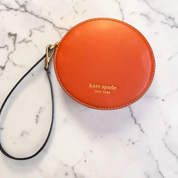 Kate Spade Orange Round Wristlet/Coin Wallet - Picture 2 of 4